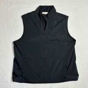 J. Jill Black Vest Small 8P Full Zip Mock Neck Adjustable Side Tabs Pockets